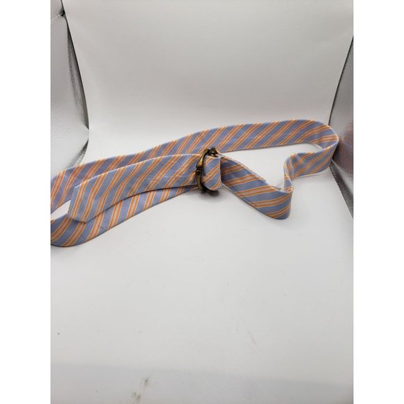 J. CREW Women's Cotton Double Bronze D-ring Preppy Belt Blue Orange Stripe - S/M - Picture 4 of 8